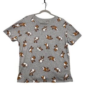 Zoe + Liv Gray Corgi‎ Dog Graphic Short Sleeve T-Shirt Womens Size XL